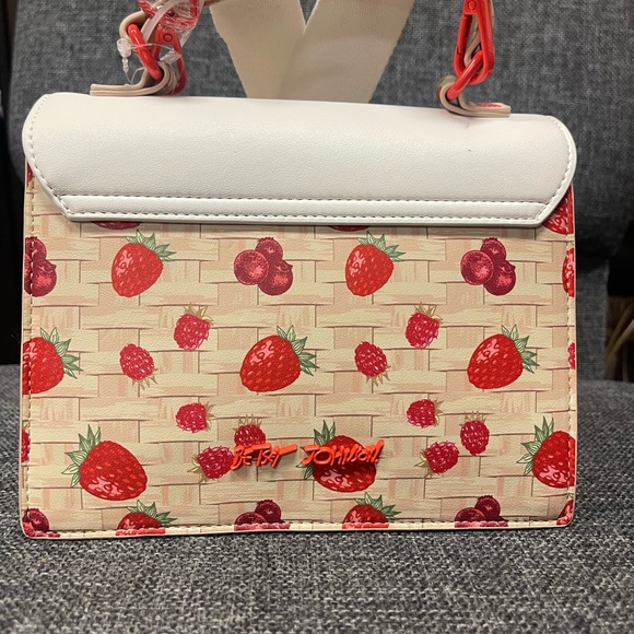 NWT Betsey Johnson Red Strawberry White and Tan Mini Bag - Picture 4 of 5